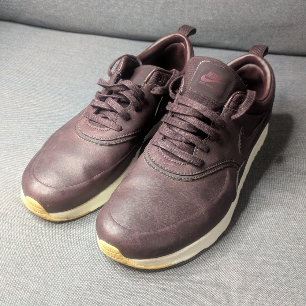 Nike Air Max Thea Premium – Plum  Leather Sneakers Size 8.5